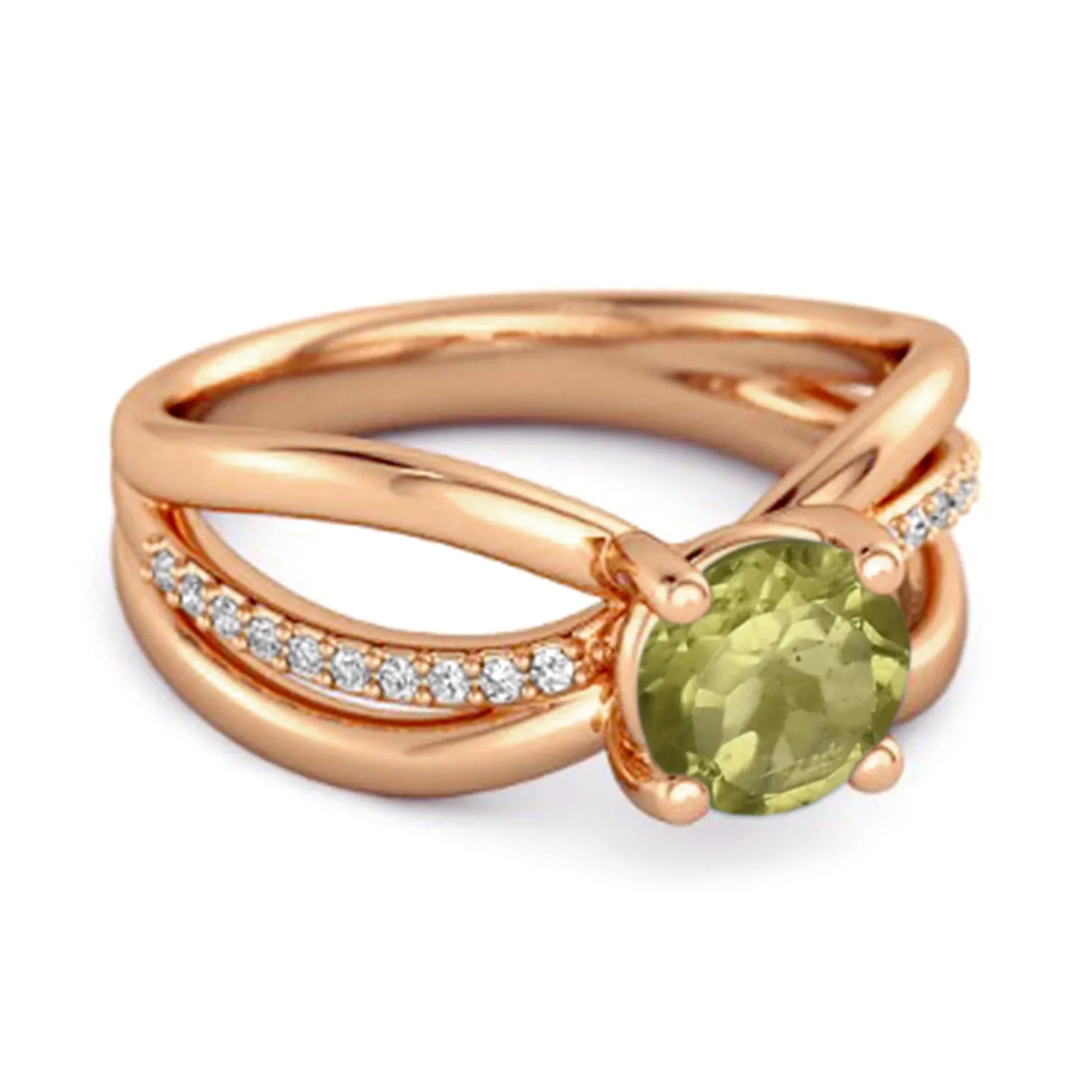 Stackable 3 Band 925 Sterling Silver 0.25 Ctw Peridot Women Ring