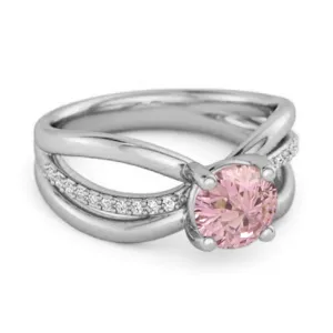 Stackable 3 Band 925 Sterling Silver 0.25 Ctw Pink Zirconia Women Ring
