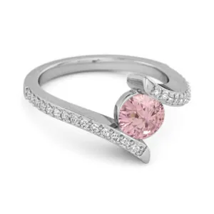 Stackable 925 Sterling Silver Pink Zirconia Anniversary Women Ring