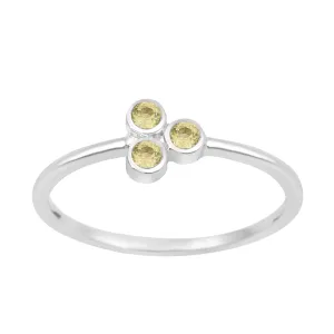Stackable 925 Sterling Silver Round 2MM Peridot Women Wedding Ring