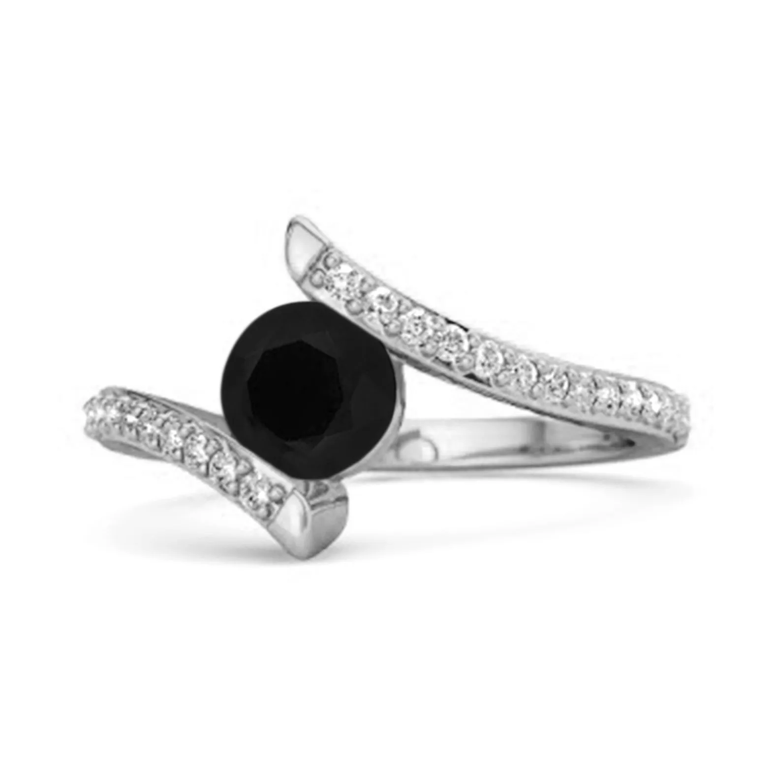 Stackable 925 Sterling Silver W Black Spinel Anniversary Women Ring