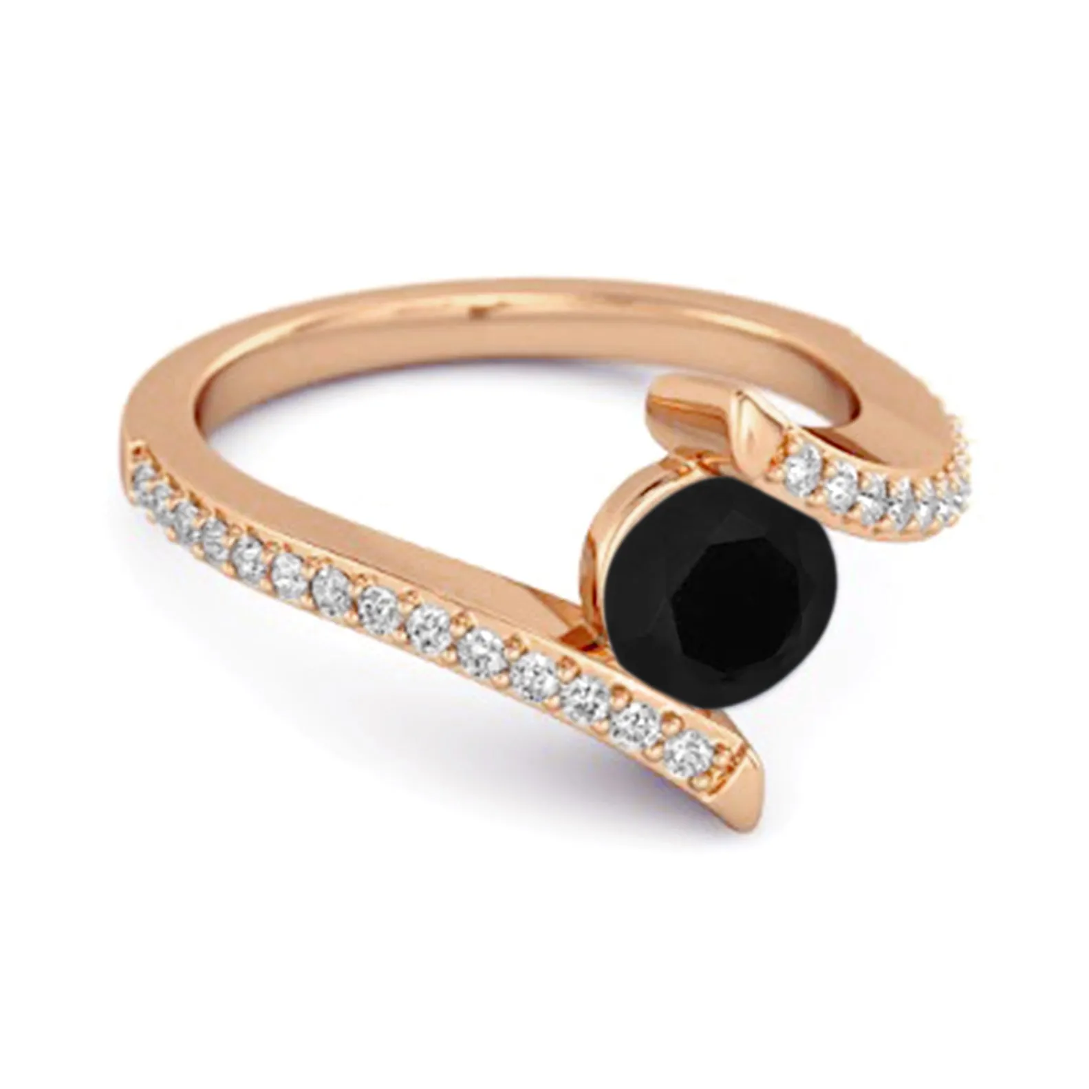 Stackable 925 Sterling Silver W Black Spinel Anniversary Women Ring