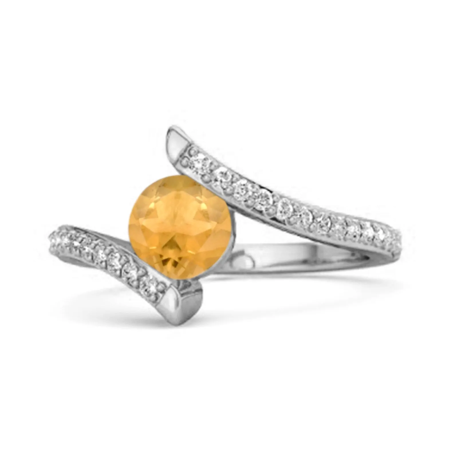 Stackable 925 Sterling Silver W Citrine Anniversary Women Ring