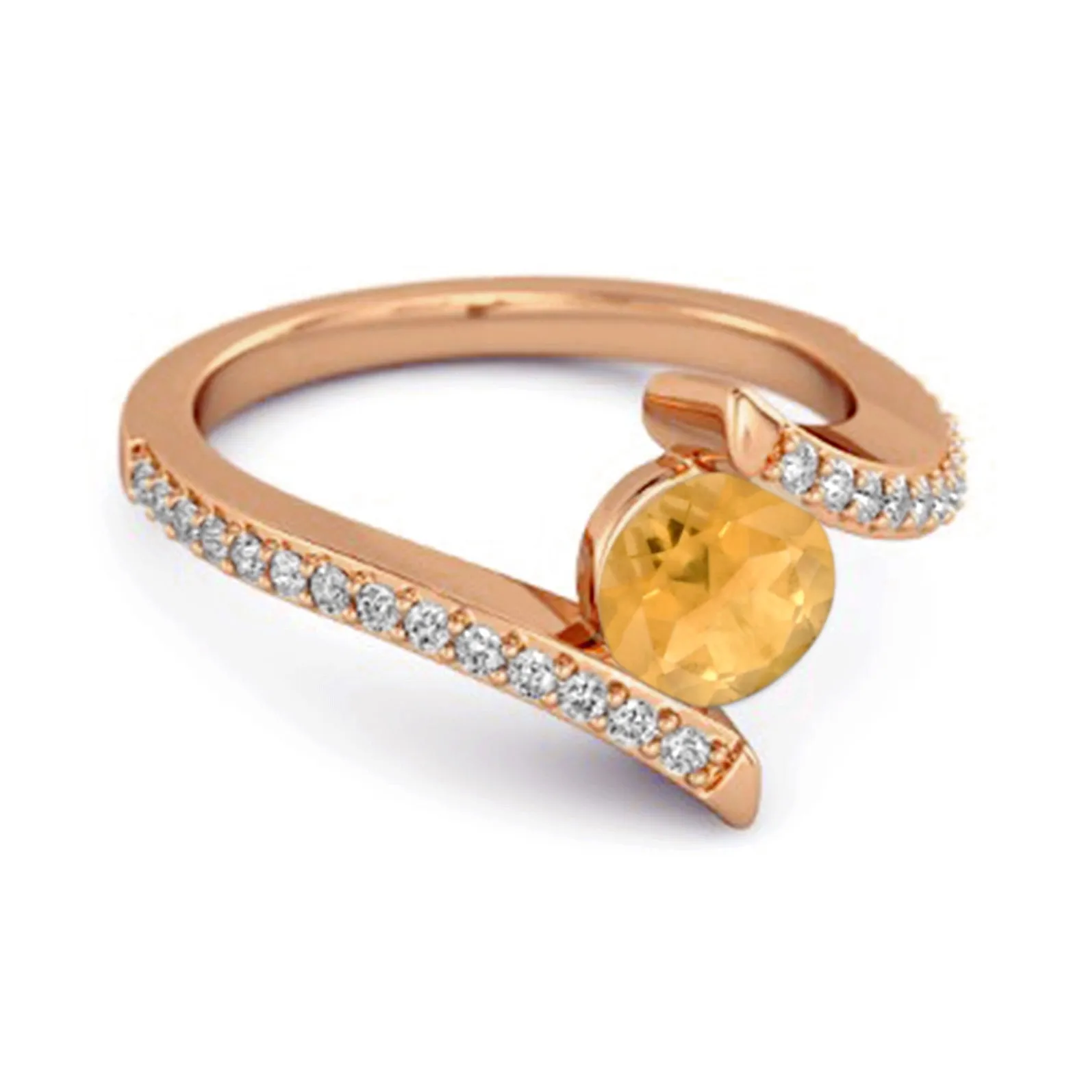 Stackable 925 Sterling Silver W Citrine Anniversary Women Ring
