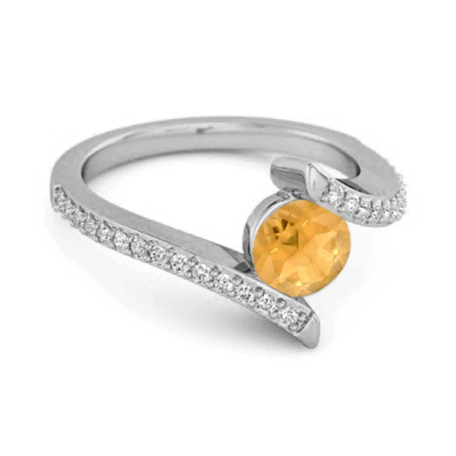 Stackable 925 Sterling Silver W Citrine Anniversary Women Ring