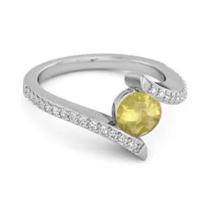 Stackable 925 Sterling Silver W Lemon Quartz Anniversary Women Ring