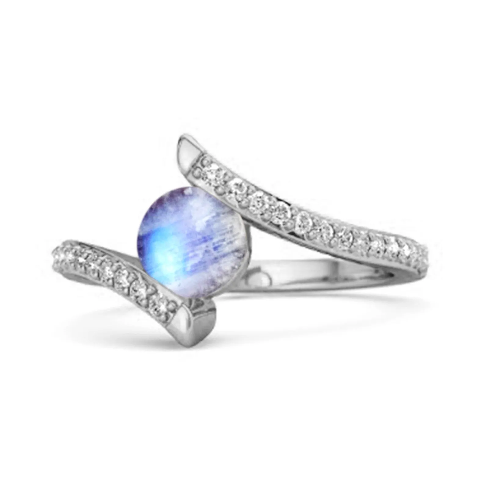 Stackable 925 Sterling Silver W Moonstone Anniversary Women Ring