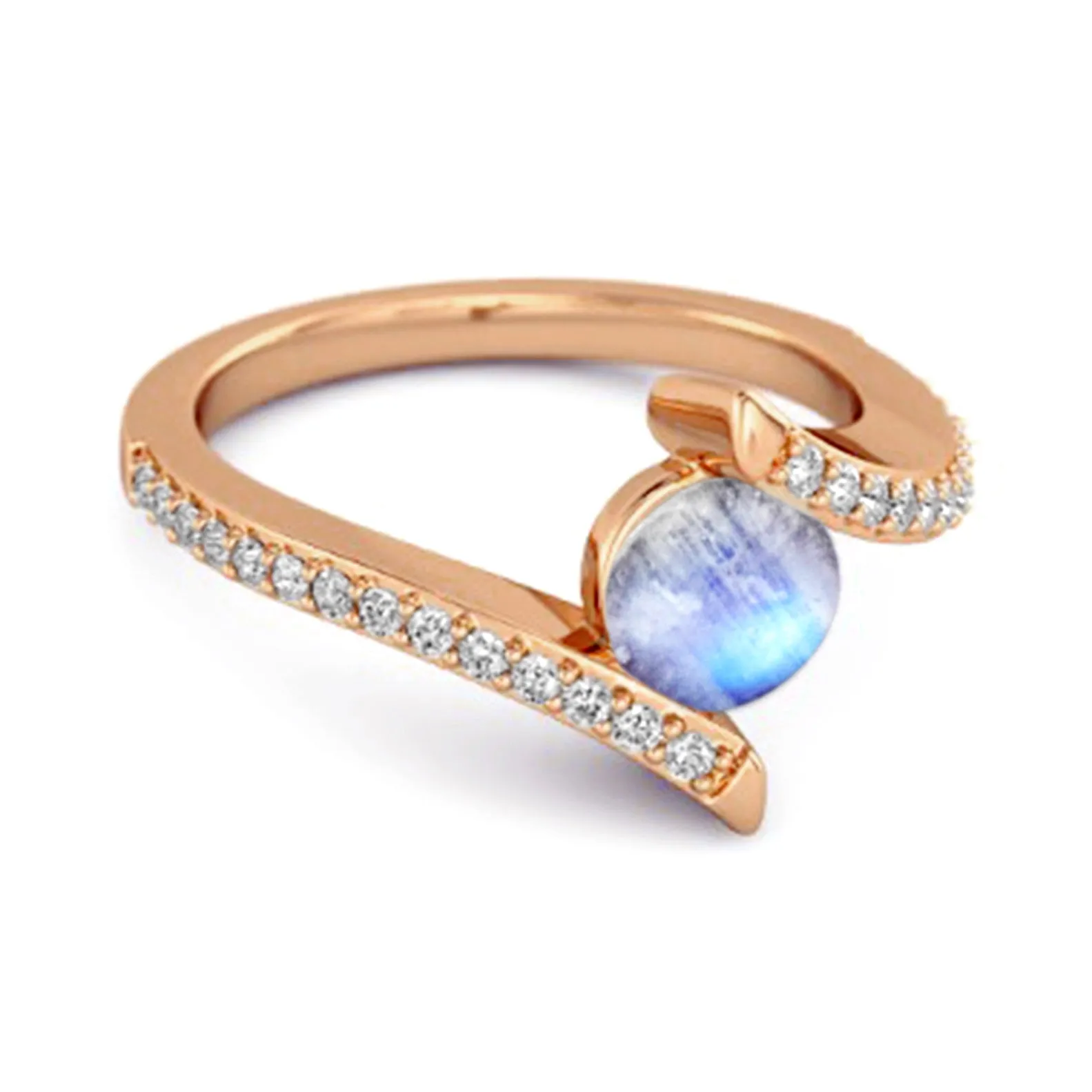 Stackable 925 Sterling Silver W Moonstone Anniversary Women Ring