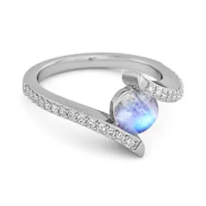 Stackable 925 Sterling Silver W Moonstone Anniversary Women Ring