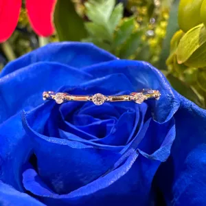 Stacking Diamond Station Wedding Band 14K Yellow Gold Ring