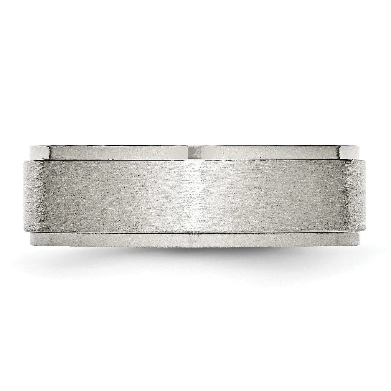 Stainless Steel Ridged Edge 7MM Ring