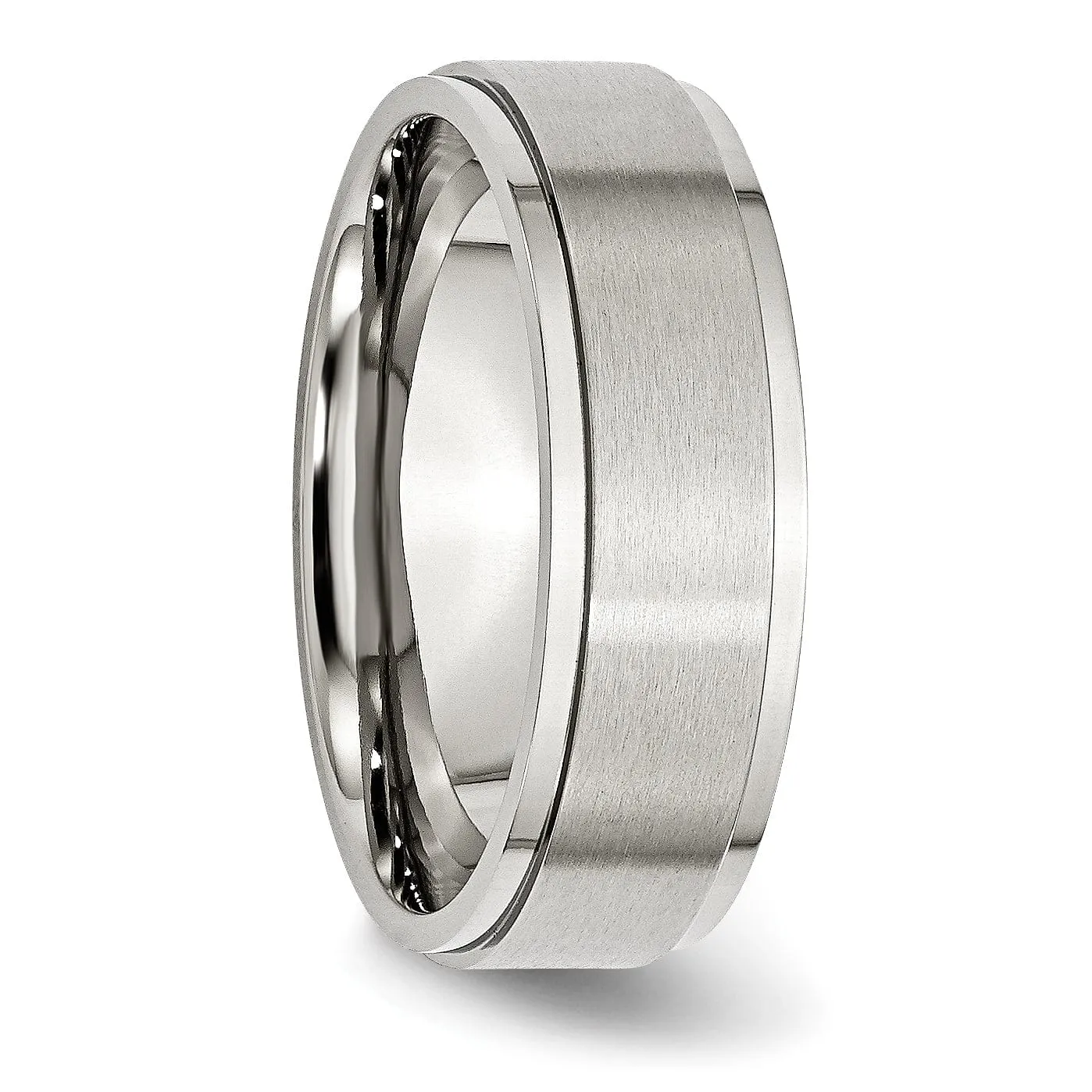 Stainless Steel Ridged Edge 7MM Ring