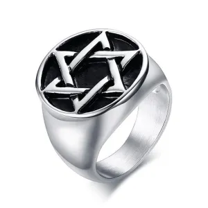 Star of David Stainless Steel Fashion Ring for Men