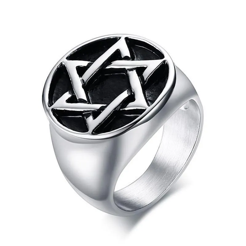 Star of David Stainless Steel Fashion Ring for Men