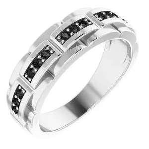 Sterling Silver 1/3 CTW Black Diamond Pattern Ring
