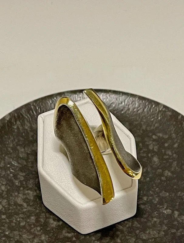 STERLING SILVER AND 14K LARGE OPEN WRAP RING  BR246195