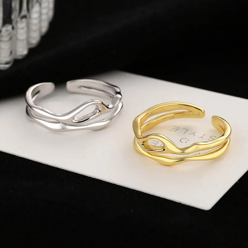 Sterling Silver Highs And Lows Ring Adjustable Open Ring