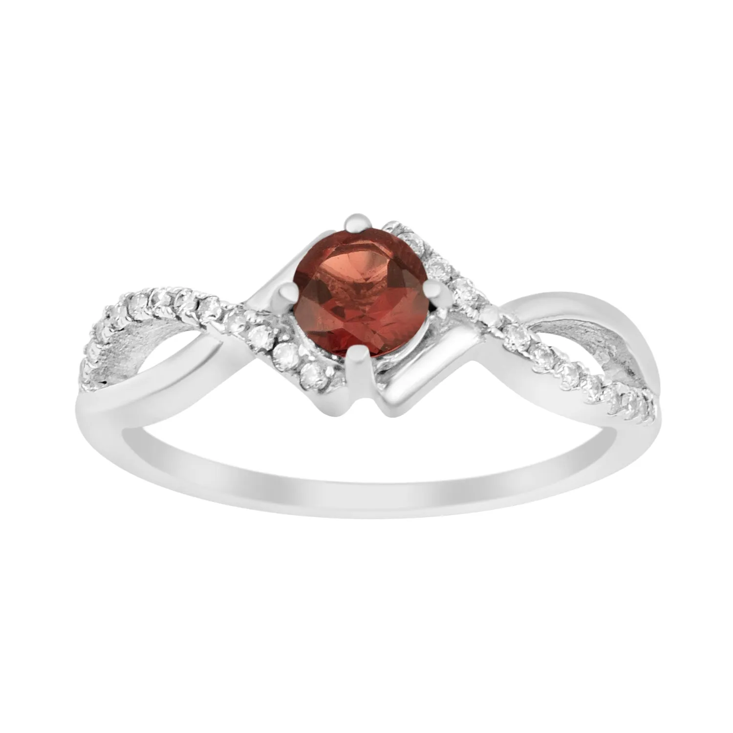 Sterling Silver Infinity Round 0.50 Ctw Garnet Women Engagement Ring