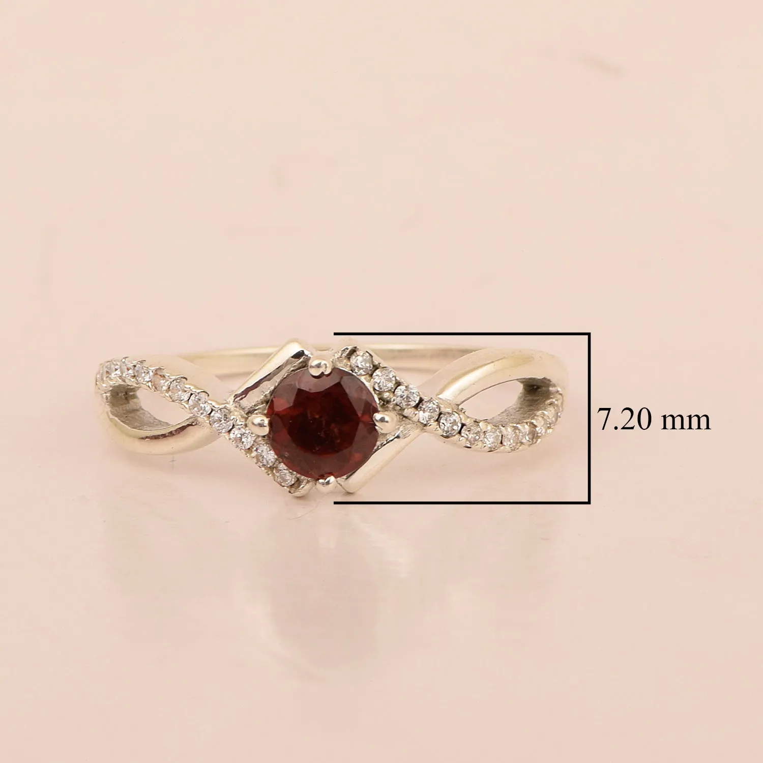 Sterling Silver Infinity Round 0.50 Ctw Garnet Women Engagement Ring