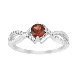 Sterling Silver Infinity Round 0.50 Ctw Garnet Women Engagement Ring