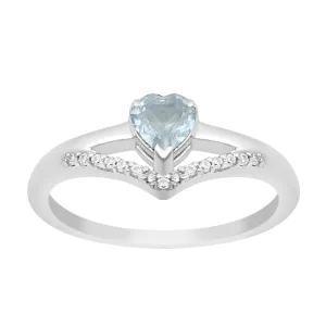 Sterling Silver Love Heart Cut 5MM Aquamarine Engagement Rings