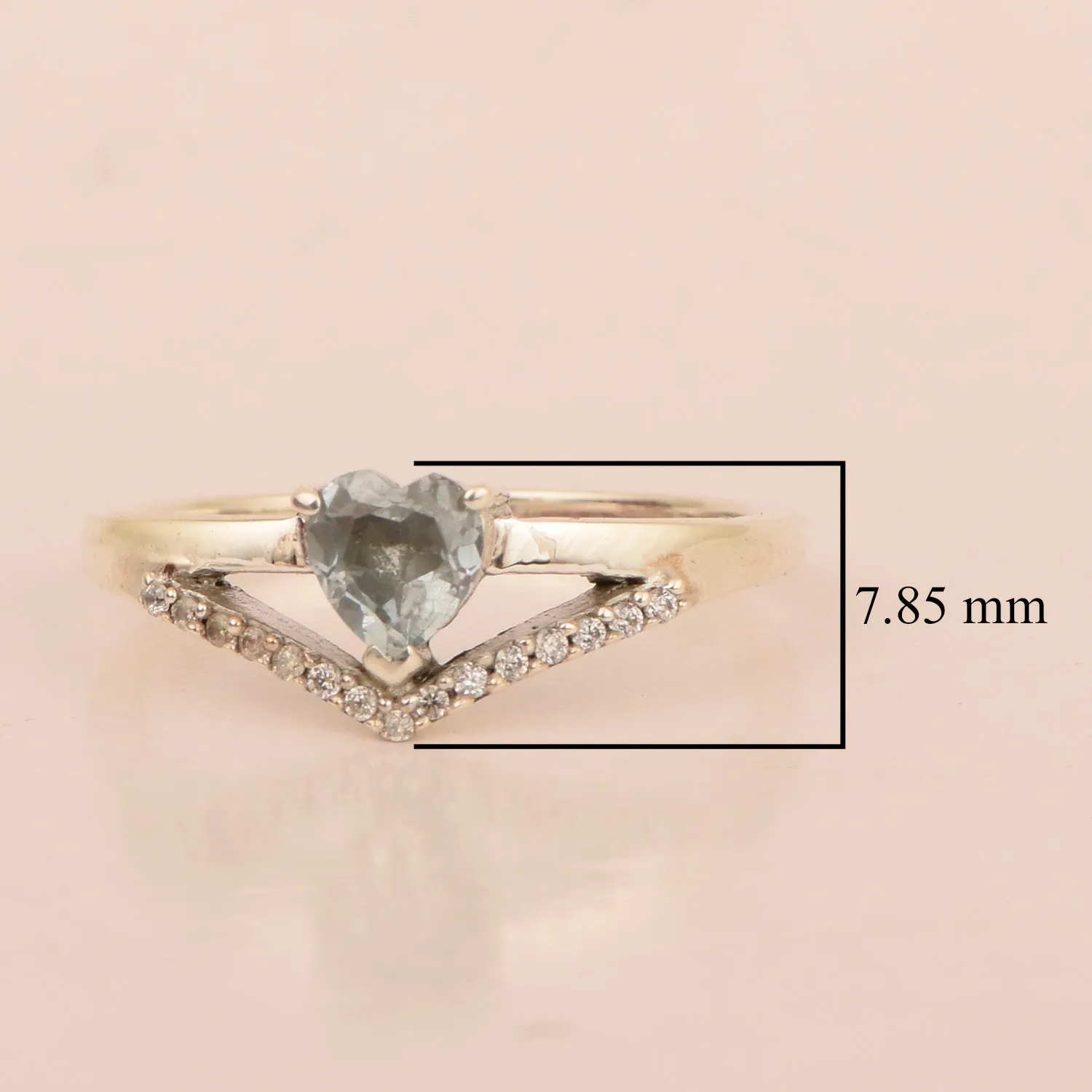 Sterling Silver Love Heart Cut 5MM Aquamarine Engagement Rings