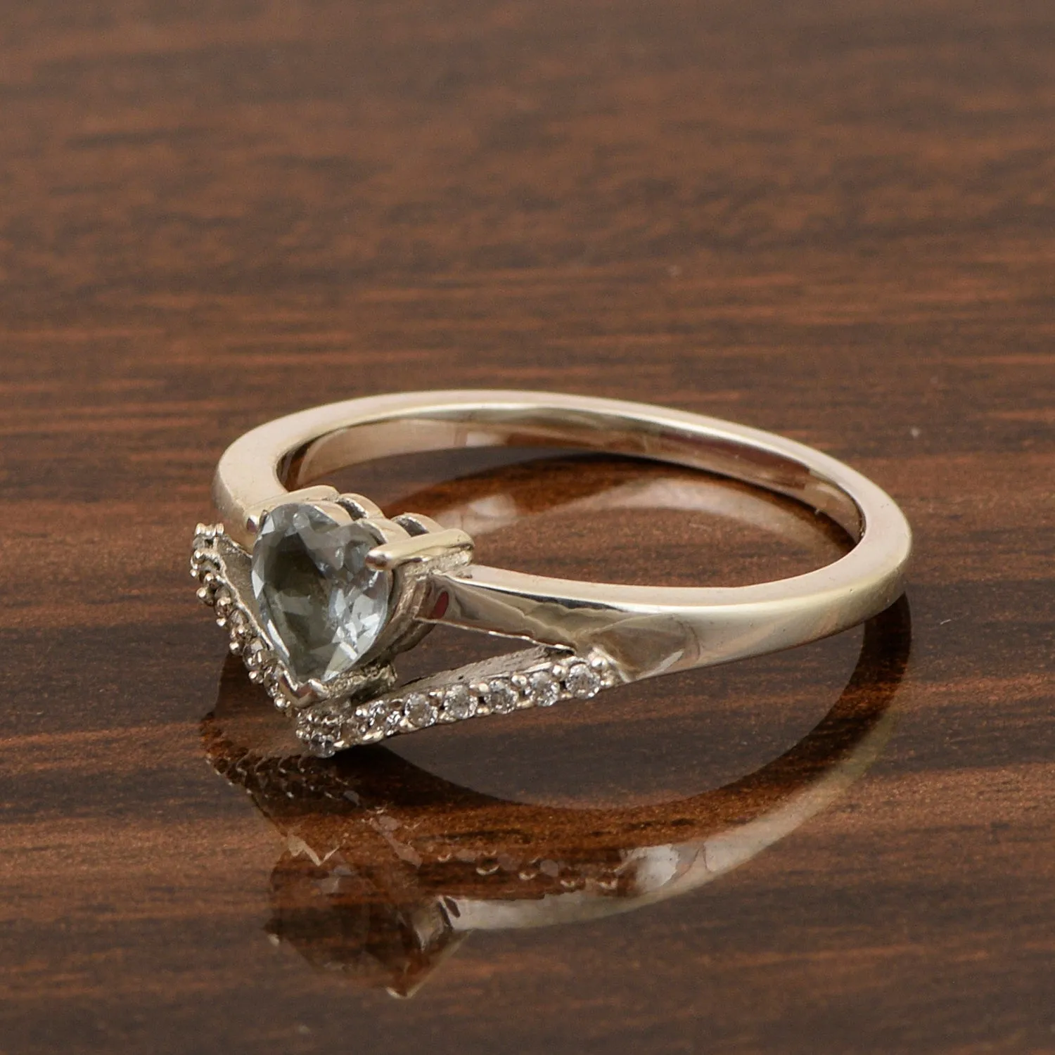 Sterling Silver Love Heart Cut 5MM Aquamarine Engagement Rings