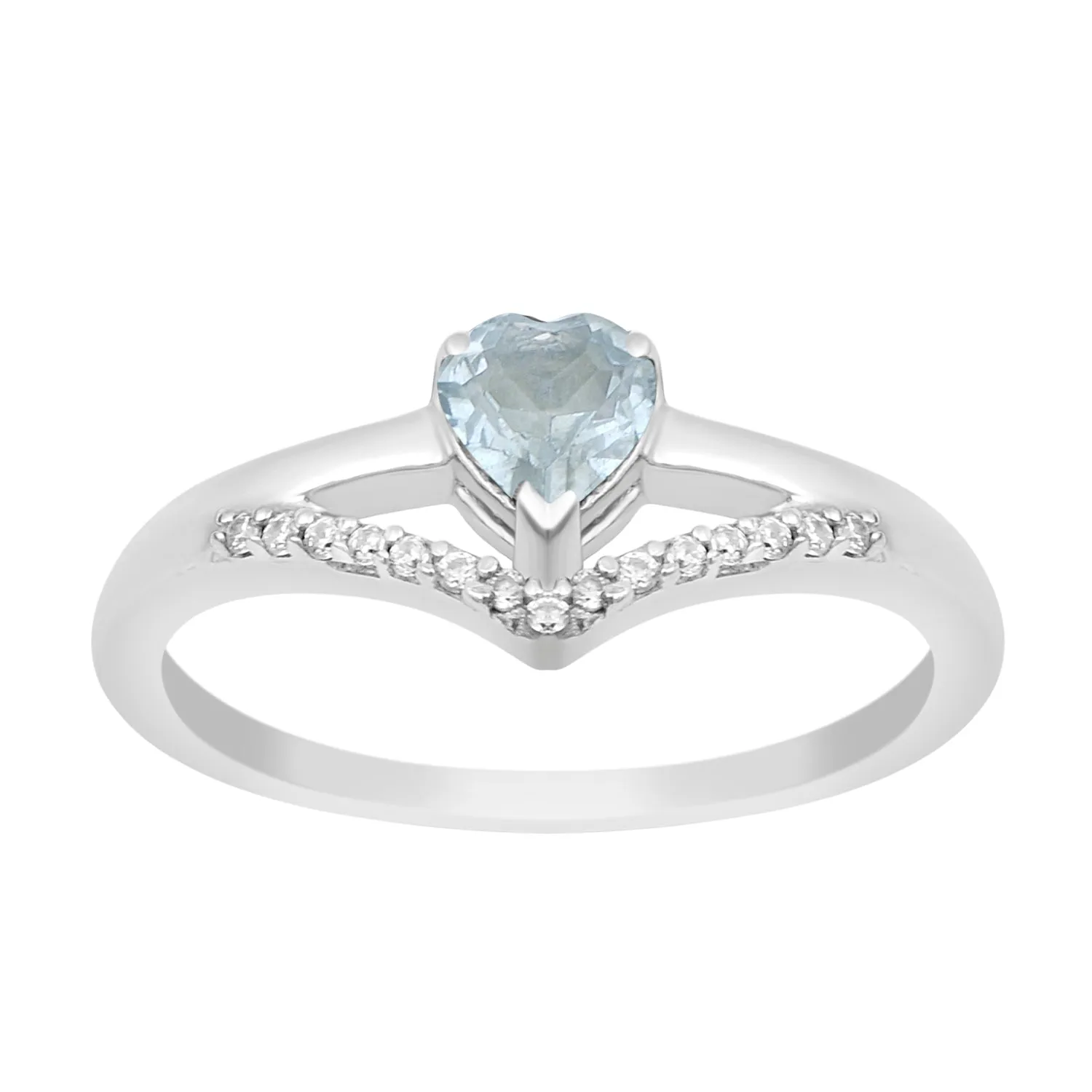 Sterling Silver Love Heart Cut 5MM Aquamarine Engagement Rings