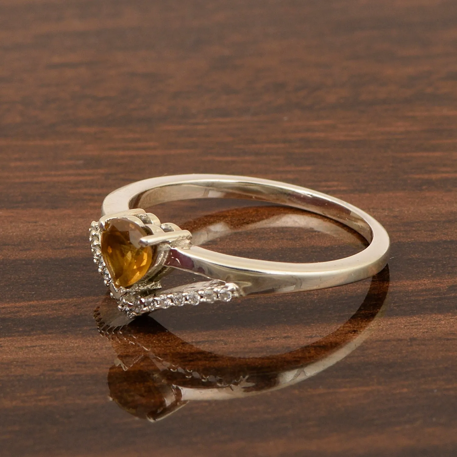 Sterling Silver Love Heart Cut 5MM Citrine Engagement Rings