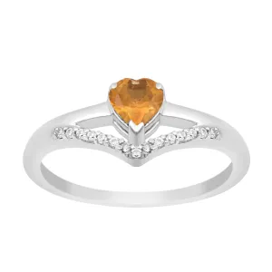 Sterling Silver Love Heart Cut 5MM Citrine Engagement Rings