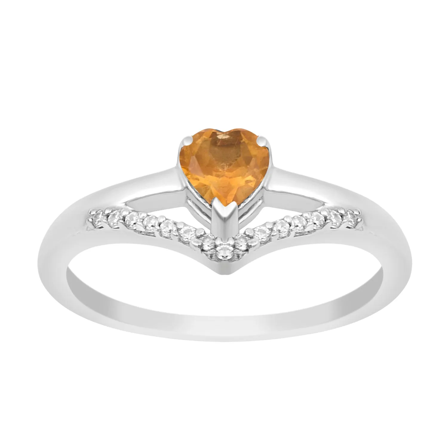 Sterling Silver Love Heart Cut 5MM Citrine Engagement Rings