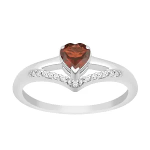 Sterling Silver Love Heart Cut 5MM Garnet Engagement Rings