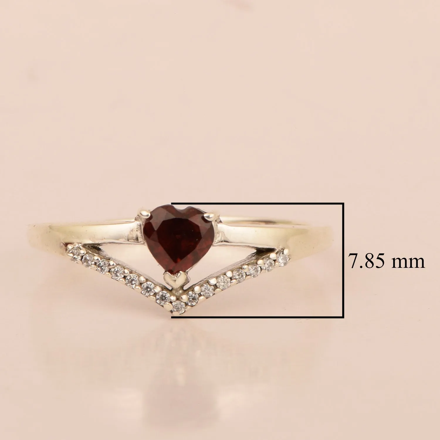 Sterling Silver Love Heart Cut 5MM Garnet Engagement Rings