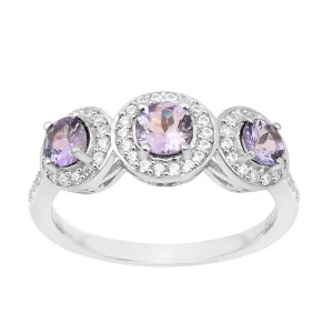 Sterling Silver Round 1.05 Ctw Tanzanite Gemstone 3-Stone Engagement Ring