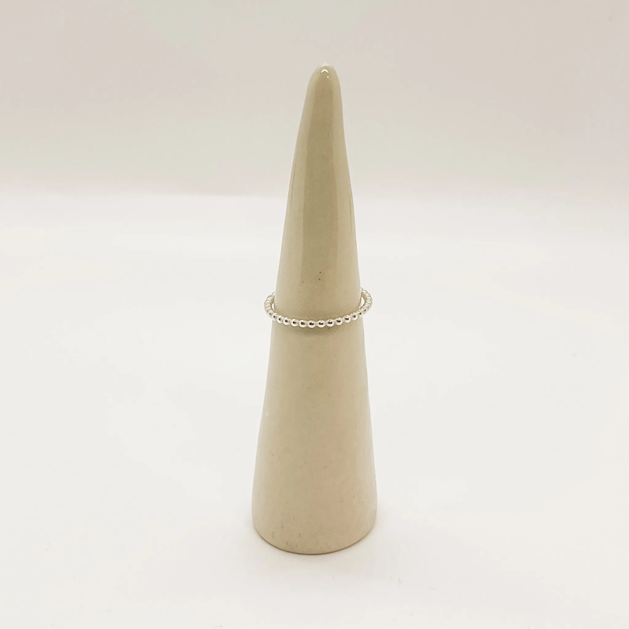 Sterling Silver Stacker - Beaded Pattern (Single)