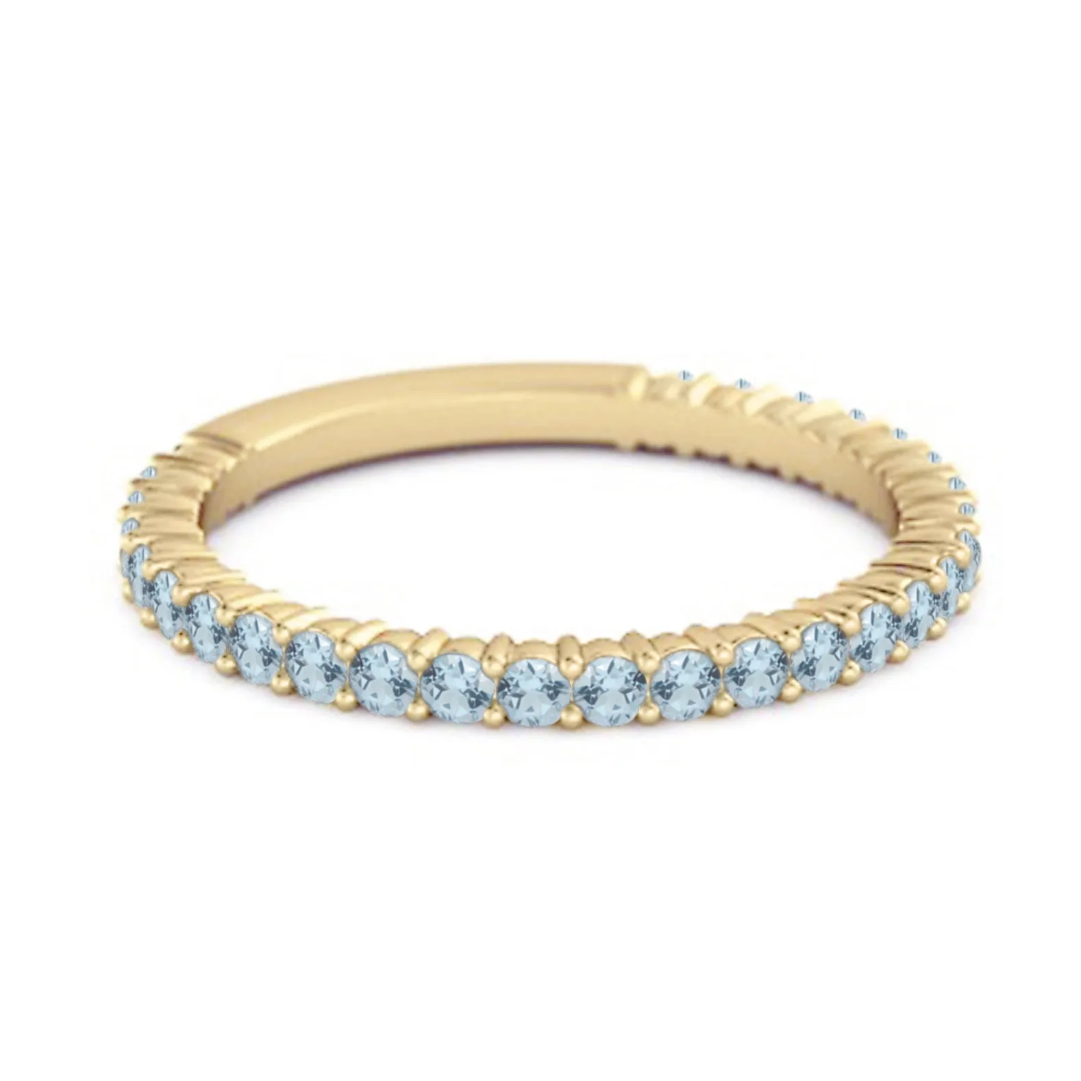 Sterling Silver Stacking 0.60 Ct Blue Topaz Eternity Raquel Ring