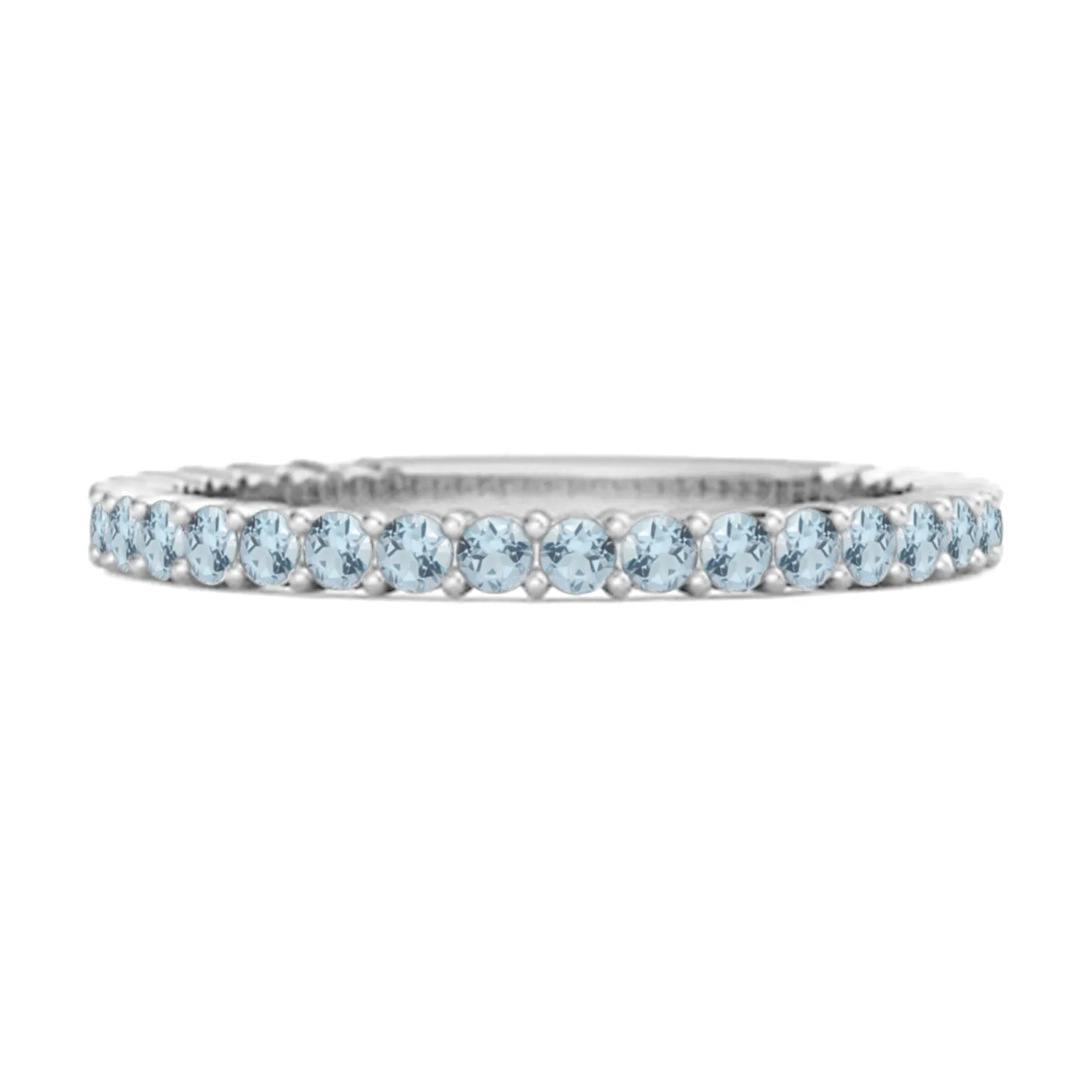 Sterling Silver Stacking 0.60 Ct Blue Topaz Eternity Raquel Ring