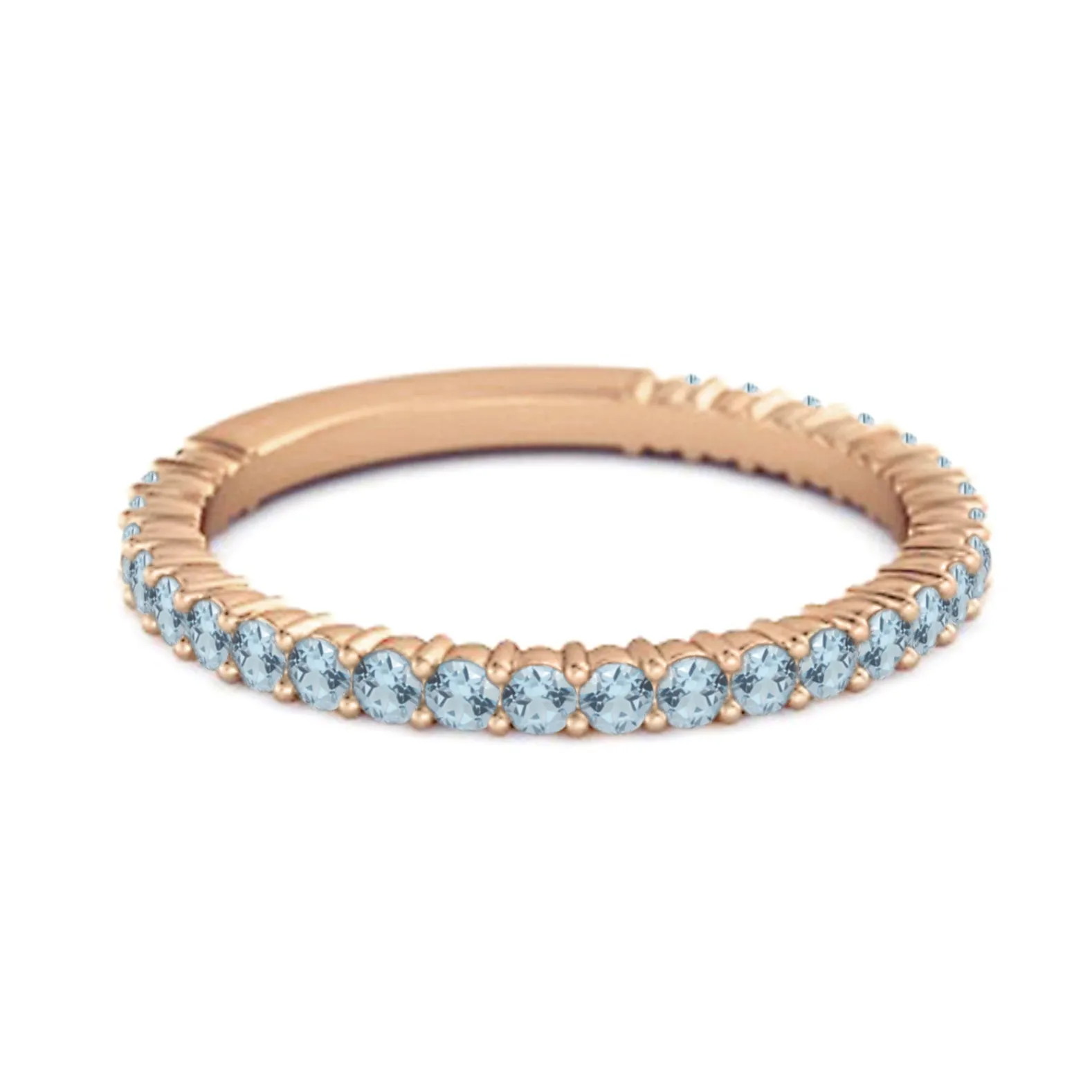 Sterling Silver Stacking 0.60 Ct Blue Topaz Eternity Raquel Ring