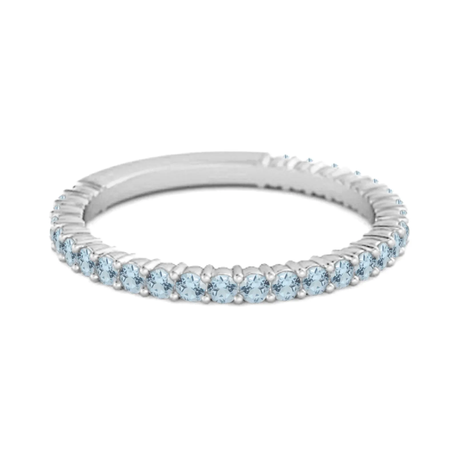 Sterling Silver Stacking 0.60 Ct Blue Topaz Eternity Raquel Ring
