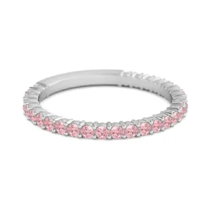 Sterling Silver Stacking 0.60 Ct Pink Zirconia Eternity Raquel Ring