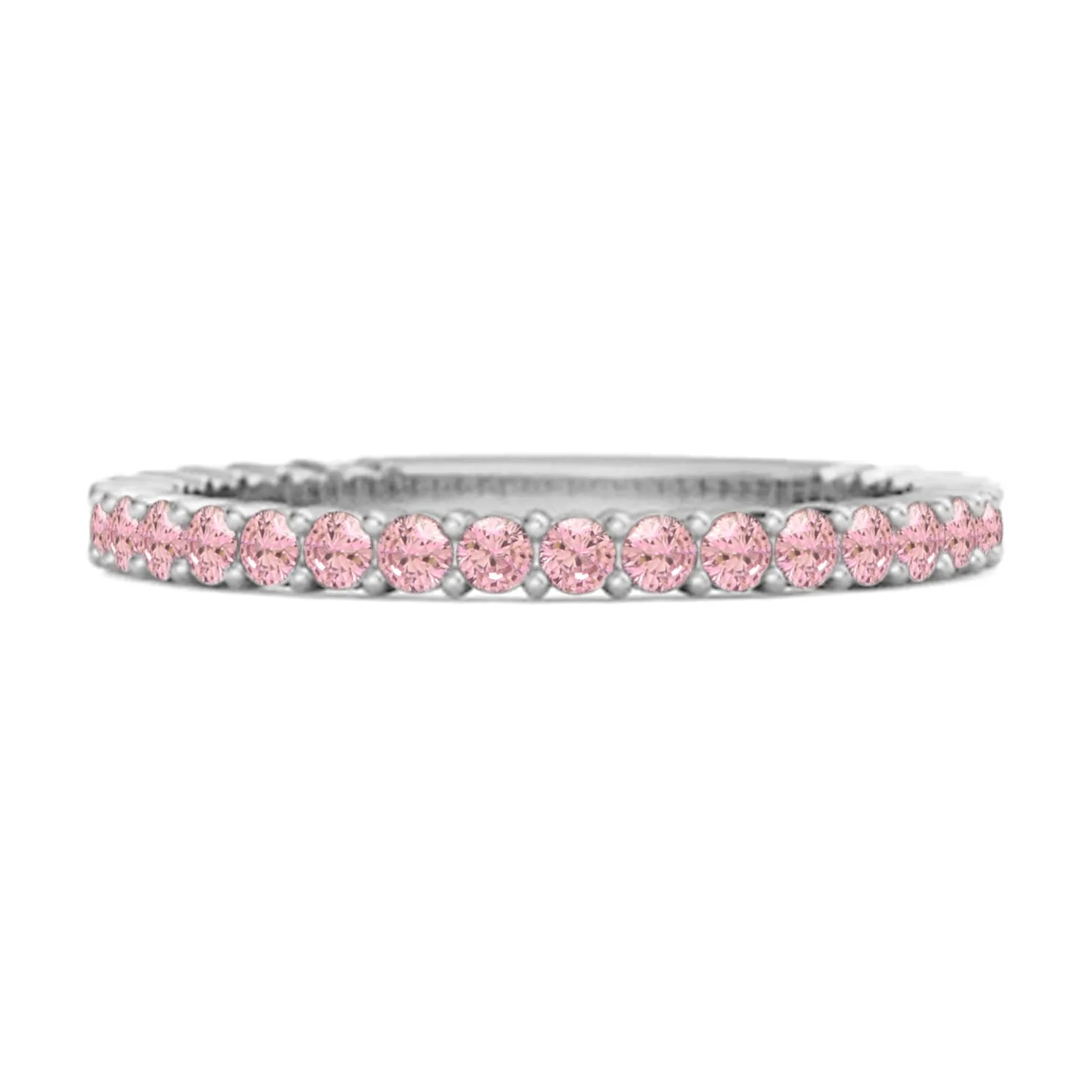 Sterling Silver Stacking 0.60 Ct Pink Zirconia Eternity Raquel Ring