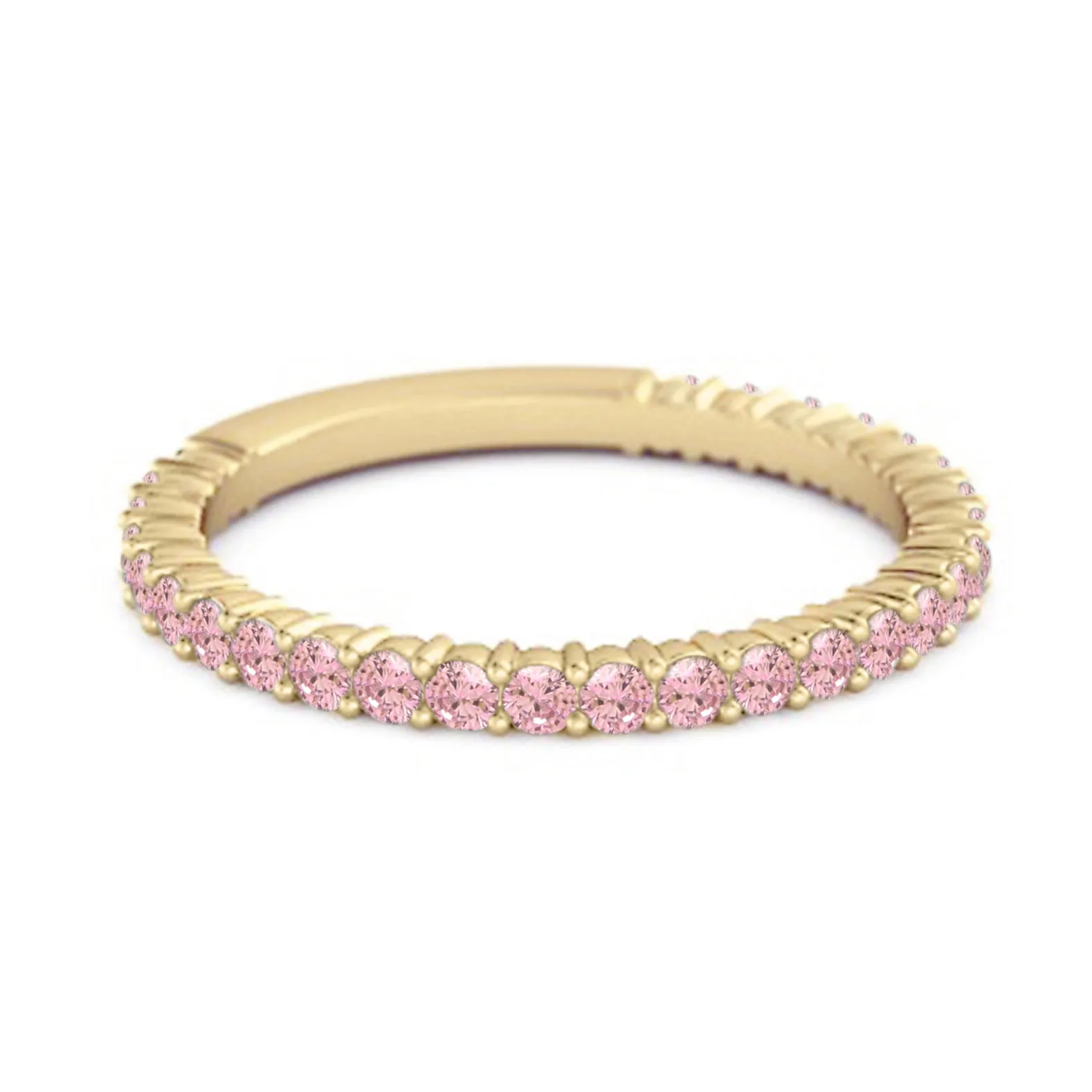 Sterling Silver Stacking 0.60 Ct Pink Zirconia Eternity Raquel Ring