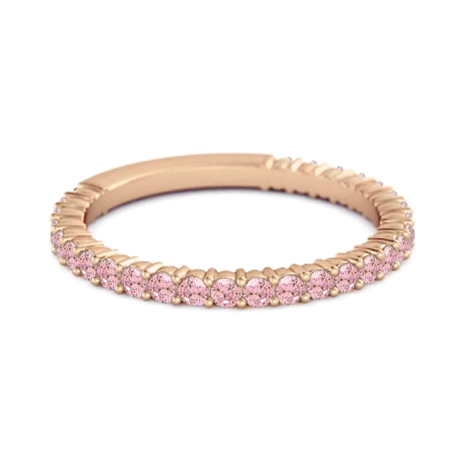 Sterling Silver Stacking 0.60 Ct Pink Zirconia Eternity Raquel Ring
