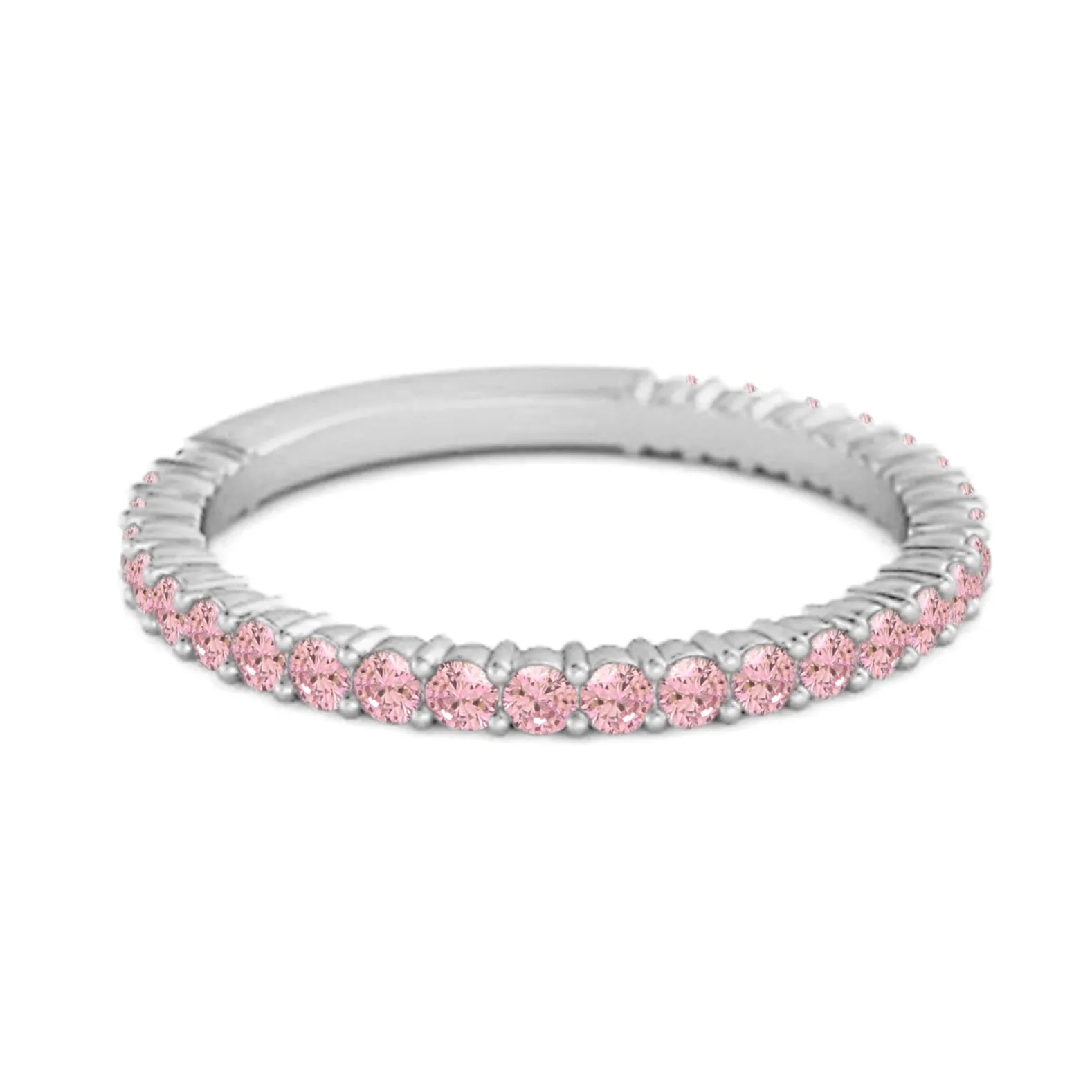 Sterling Silver Stacking 0.60 Ct Pink Zirconia Eternity Raquel Ring