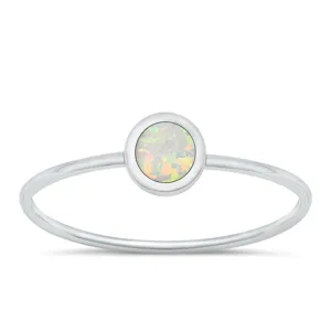 Sterling Silver White Lab Opal Ring