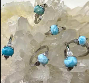 Stone Larimar White Bronze Ring