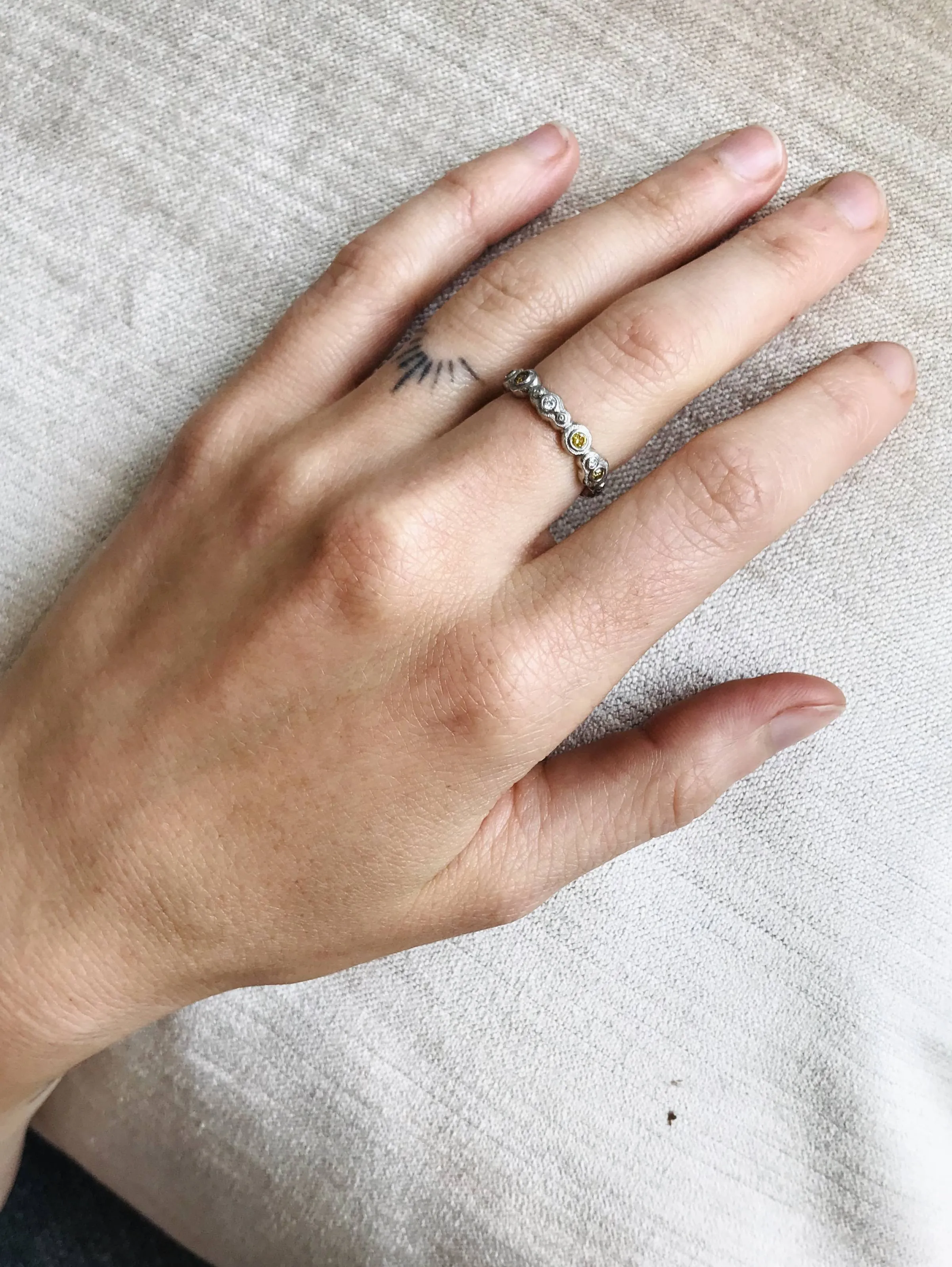 'Submarine' Platinum and Natural Color Diamond Band