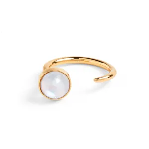 Tangent Ring in Gold with Rainbow Moonstone