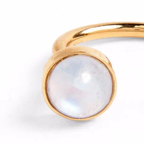 Tangent Ring in Gold with Rainbow Moonstone