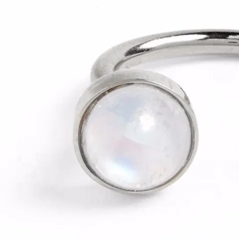 Tangent Ring in Silver with Rainbow Moonstone